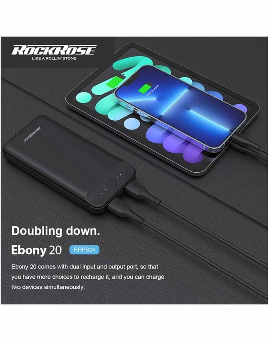 Rockrose Power Bank 20000mAh Fast Charging 2.1A with Dual Ports