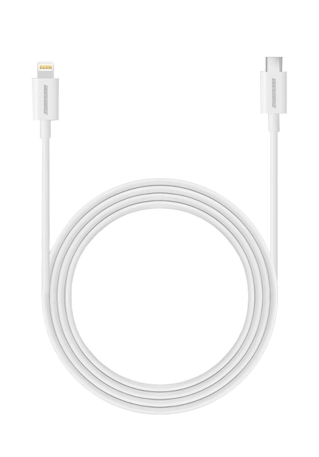 Rockrose USB C to Lightning Cable 18W White 1m Fast Charge - White