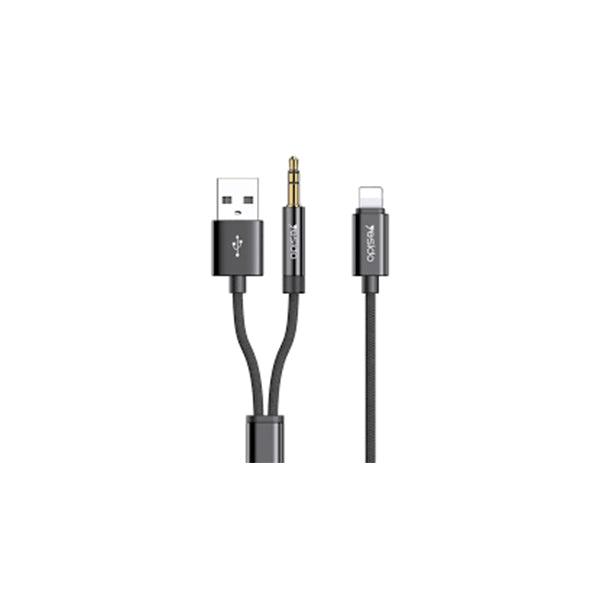 YESIDO AUX Lightning to 3.5MM Adapter Charging & Listening - Black
