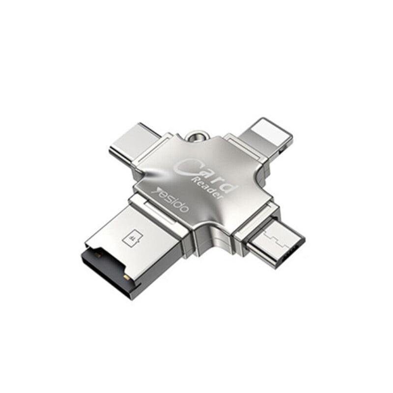 YESIDO GS13 Multifunction Card Reader OTG Compatible - Silver