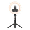 YESIDO SF12 Selfie Stick Tripod with Bluetooth & Ring Light - Black