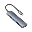 Yesido 6 in 1 USBC Hub with 4K HDMI & Card Reader - Grey