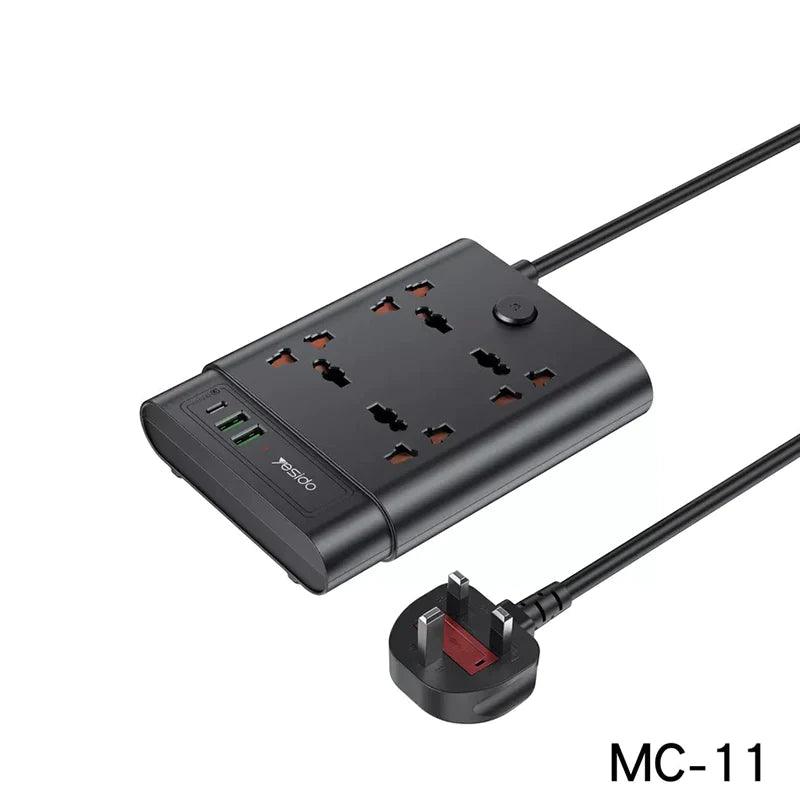 Yesido MC11 Power Socket 7 Ports 2650W & Fast Charging - Black
