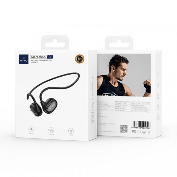 سماعة رأس لاسلكية WIWU MARATHON SE AIR CONDUCTION - باللون الأسود
