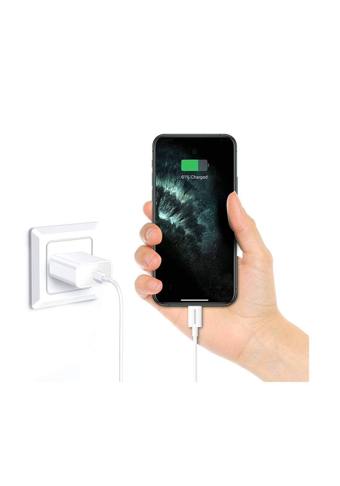 كابل روك روز يو إس بي سي إلى لايتينج 18 وات شحن سريع 1 متر - أبيض