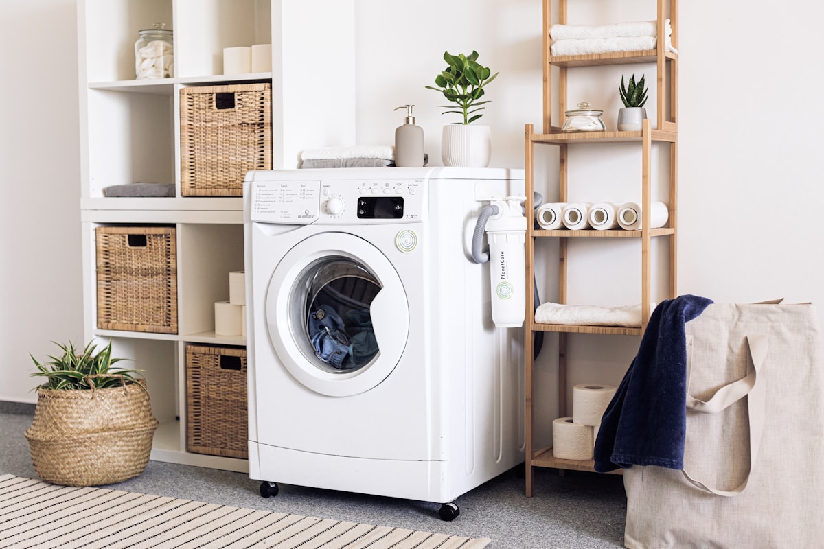 Modern washing machine in laundry room – Hisense washing machines Jordan 2026