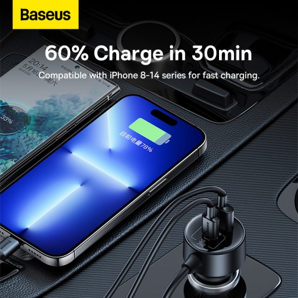 Baseus High Efficiency Pro 1 for 2 Car Lighter 30W - Black