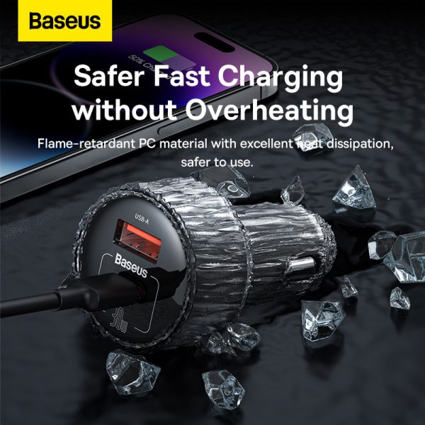 Baseus High Efficiency Pro 1 for 2 Car Lighter 30W - Black