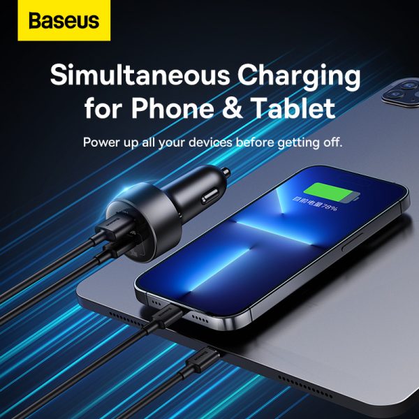 Baseus High Efficiency Pro 1 for 2 Car Lighter 30W - Black