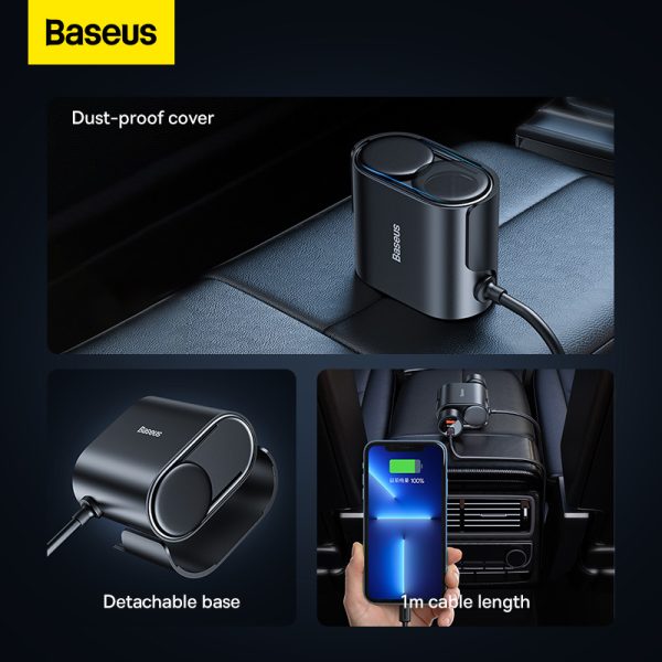 Baseus High Efficiency Pro 1 for 2 Car Lighter 30W - Black