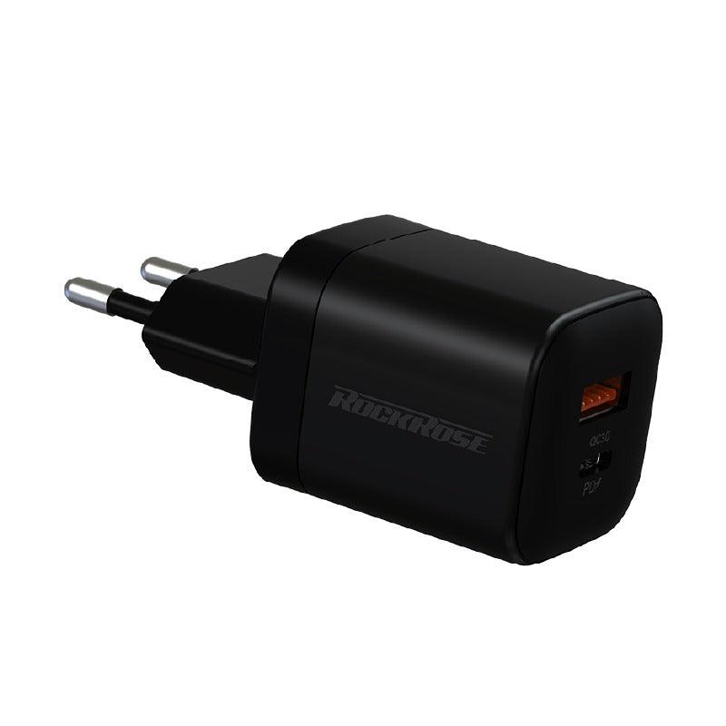 RockRose 20W PD & QC 3.0 2 Port Wall Charger Fast Charging - Black