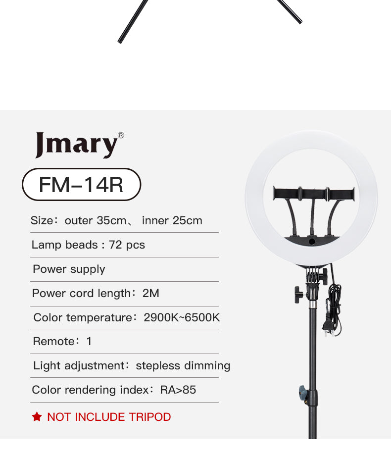 Jmary 14 Inch Selfie Ring Light - Black