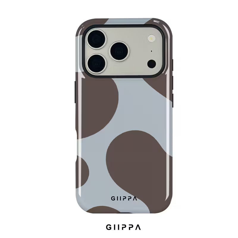 Gllppa Case for Samsung Galaxy S25 Ultra, Light Grayish Blue with Dark Brown Ripples, Glossy 2-in-1 Film Dual Layer Case