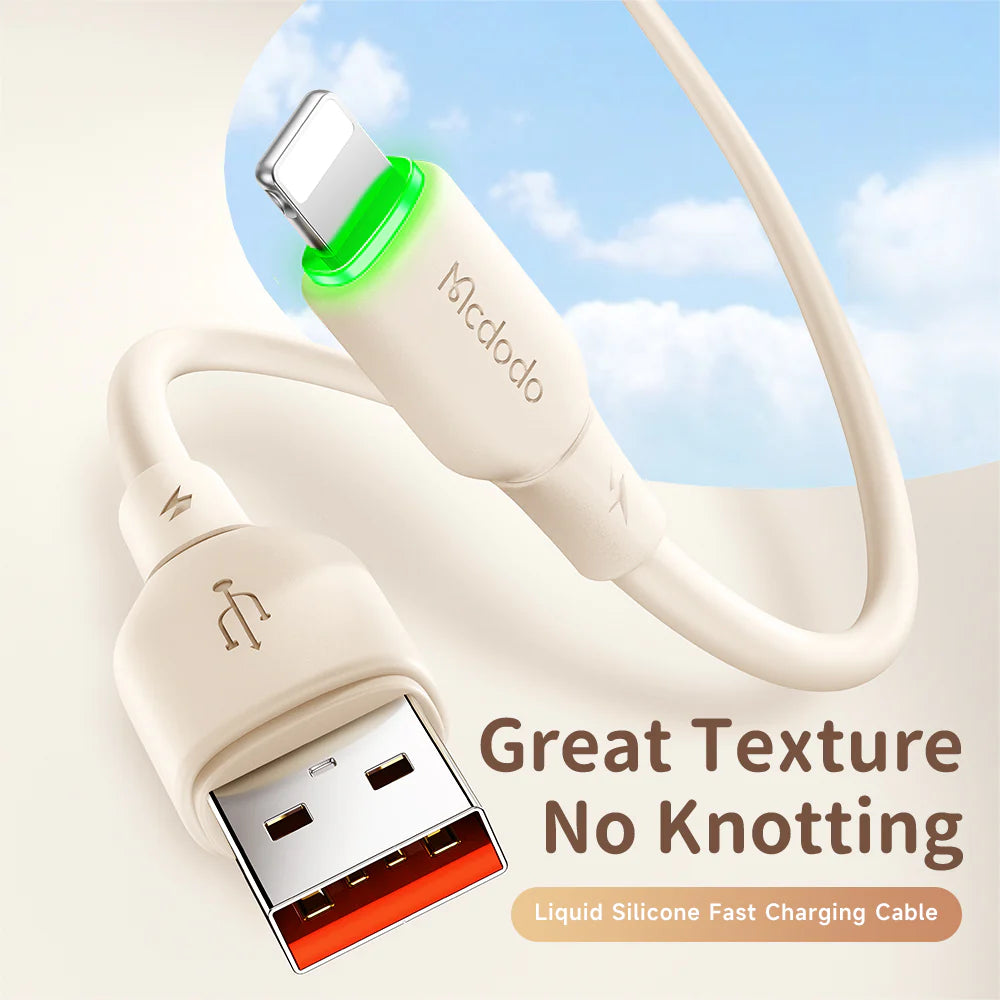 Mcdodo USB to Lightning Cable with LED Light 1.2m Fast Charging - Black & Beige