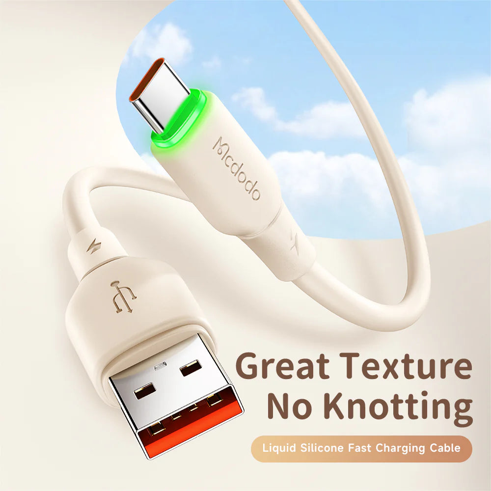 Mcdodo Silicone 6A USB C Data Cable with LED 1.2m Fast Charging