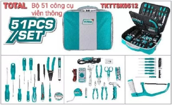 TOTAL 51 Pcs Computer & Telecom Maintenance Tools Set (TKTTSK0512)