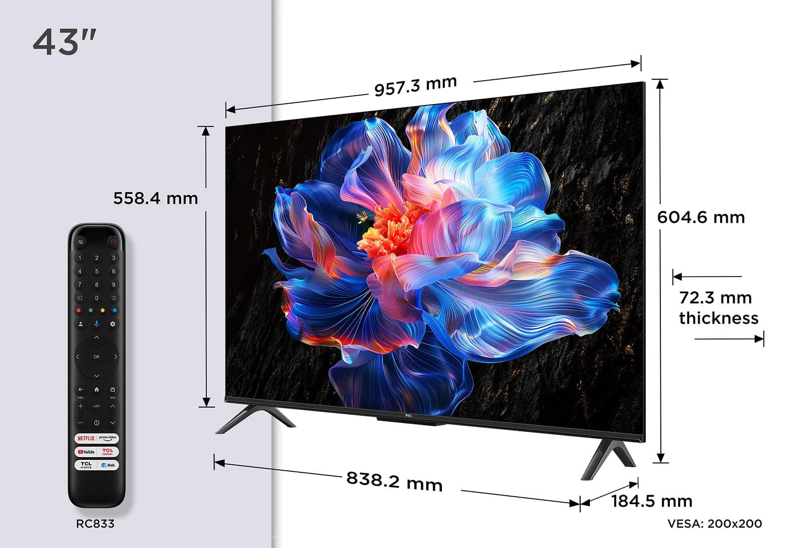 تلفزيون TCL 43V6C 43 بوصة 4K HDR Google TV Dolby Vision