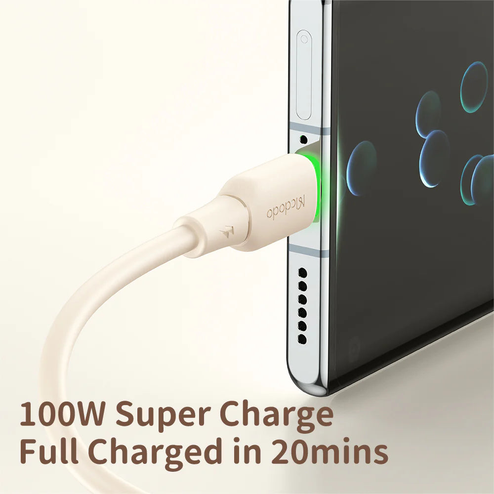 Mcdodo Silicone 6A USB C Data Cable with LED 1.2m Fast Charging