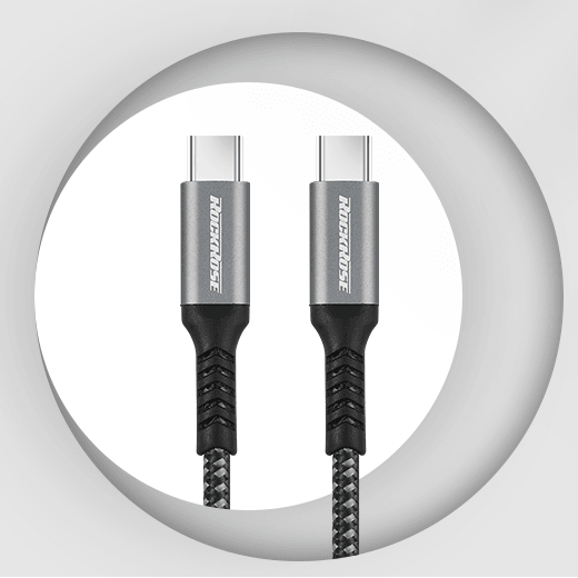 RockRose 3A 60W Max 2M Type C to Type C Cable - Black