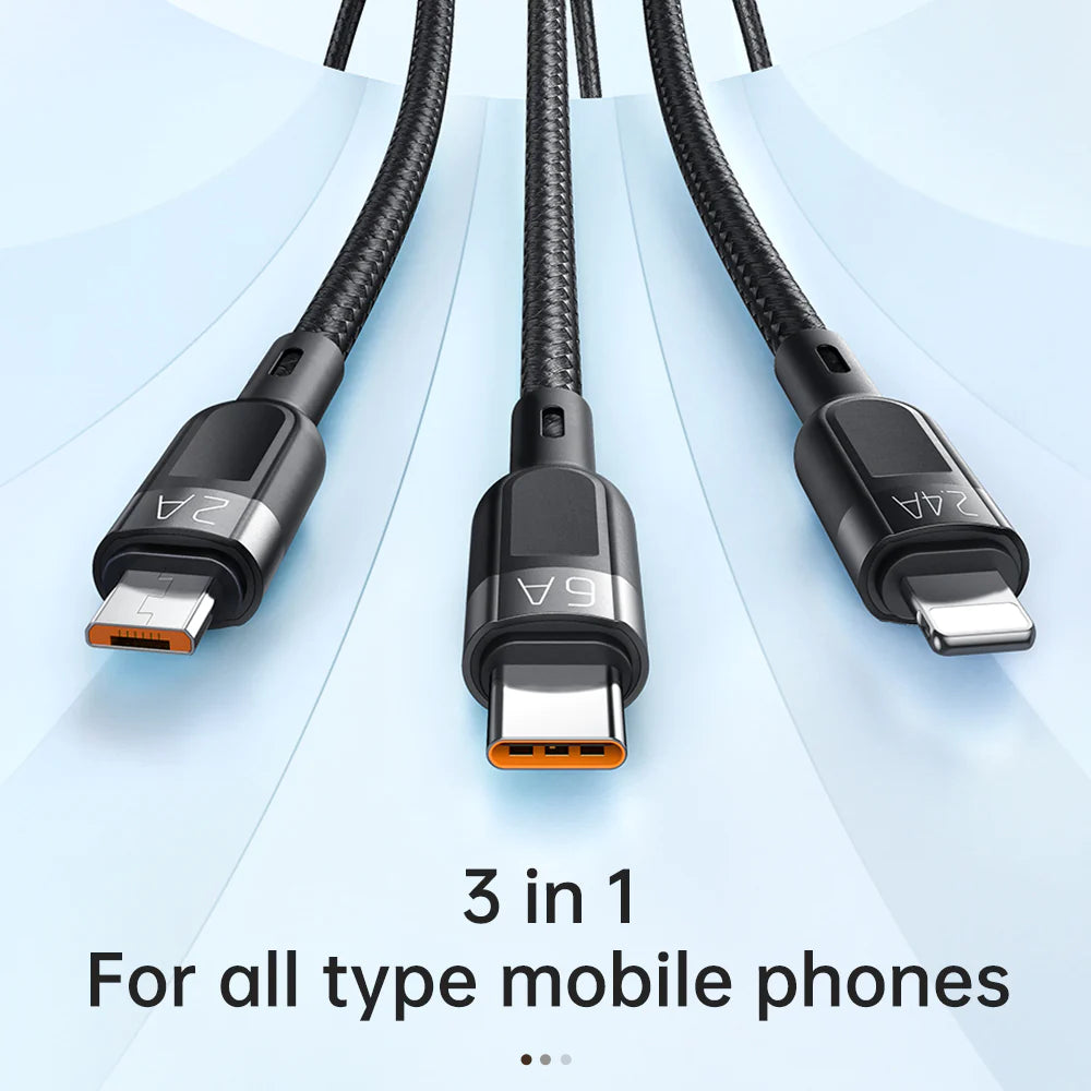 Mcdodo 3 in 1 Super Fast Charging Cable 1.2m - Black