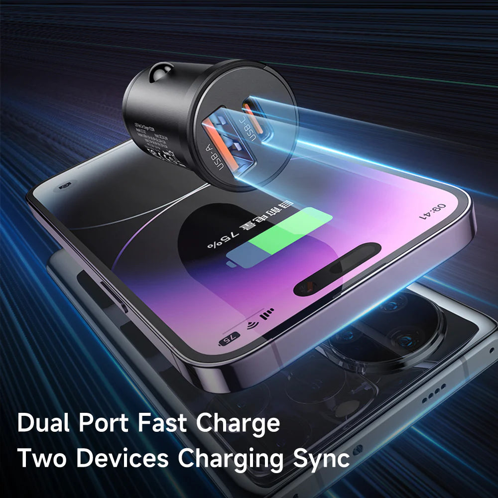 Mcdodo 33W 2 Port Car Charger  Fast USB A & USB C Charging - Black