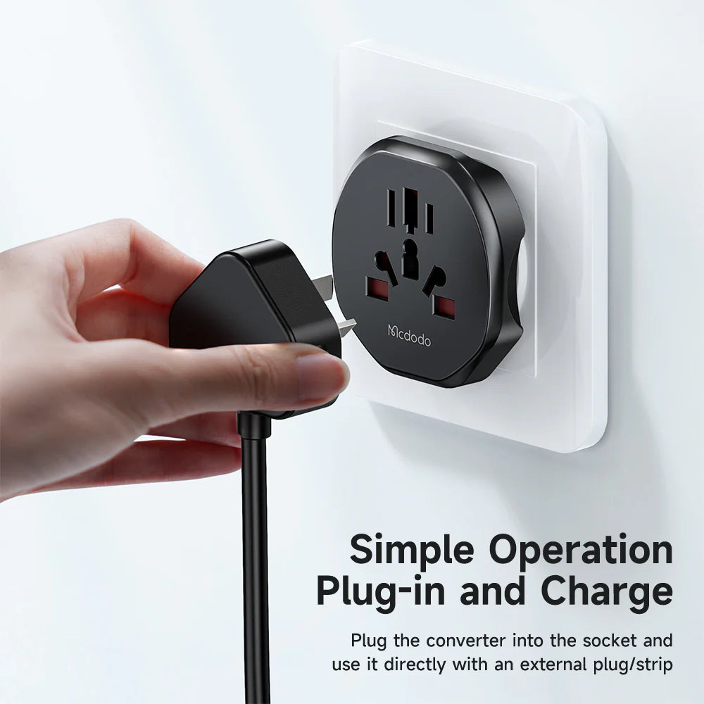 Mcdodo Universal Travel Adapter EU Plug Power in 150 & Countries - Black