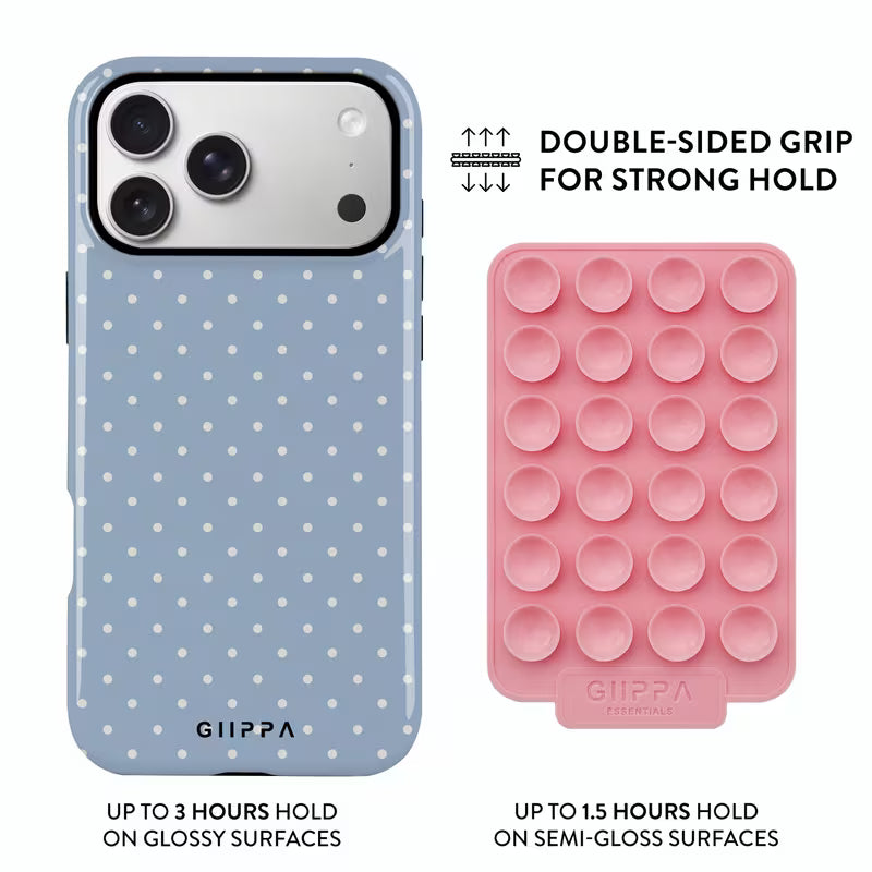 Gllppa WILDCLAN Case for Samsung Galaxy S25 Ultra, Grayish Blue Polka Dot 2-in-1 Film Case with Pink Suction Cup Set