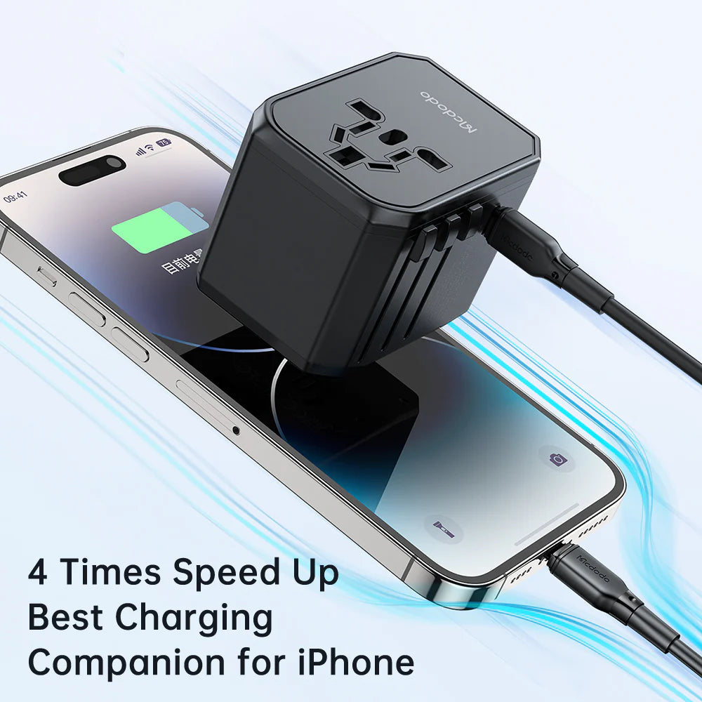 Mcdodo 33W PD Fast Charging Universal Travel Adapter for Devices - Black