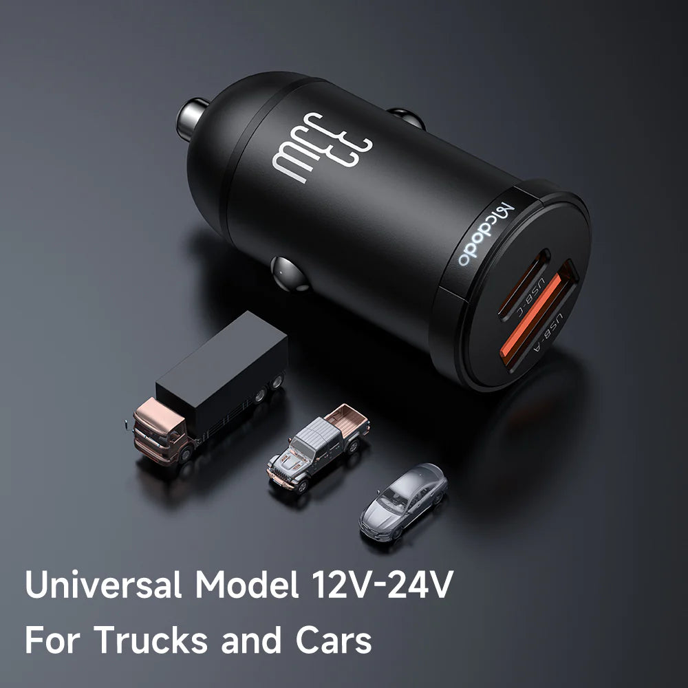 Mcdodo 33W 2 Port Car Charger  Fast USB A & USB C Charging - Black