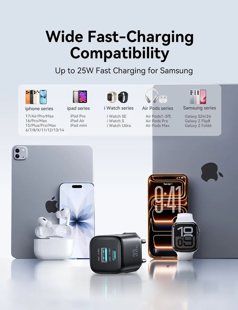 Joyroom JR-TG7 33W Dual Port Fast Charger with USB-C Cable - Black