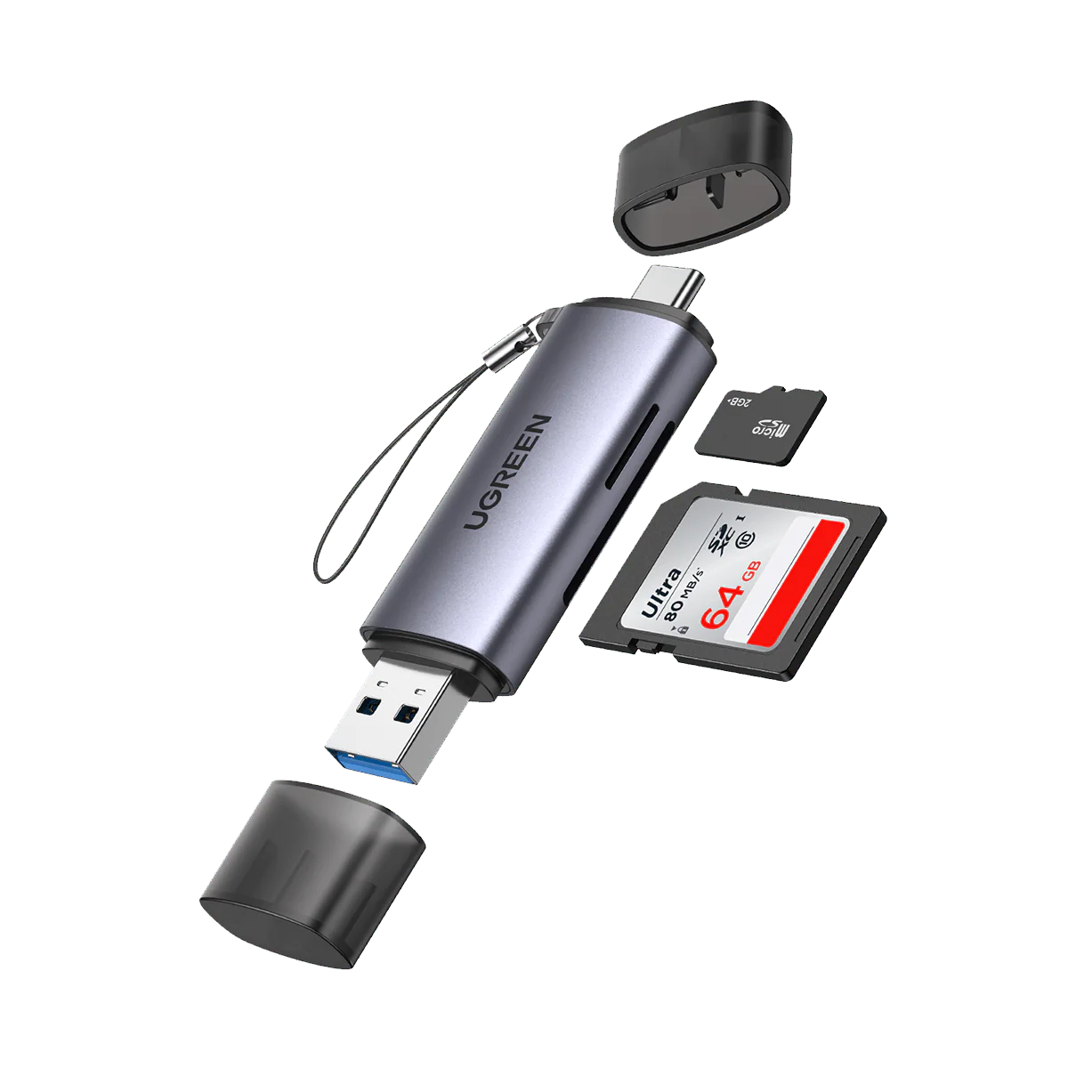 UGREEN USB-C & USB-A SD Card Reader – Dual Slot, 5Gbps.