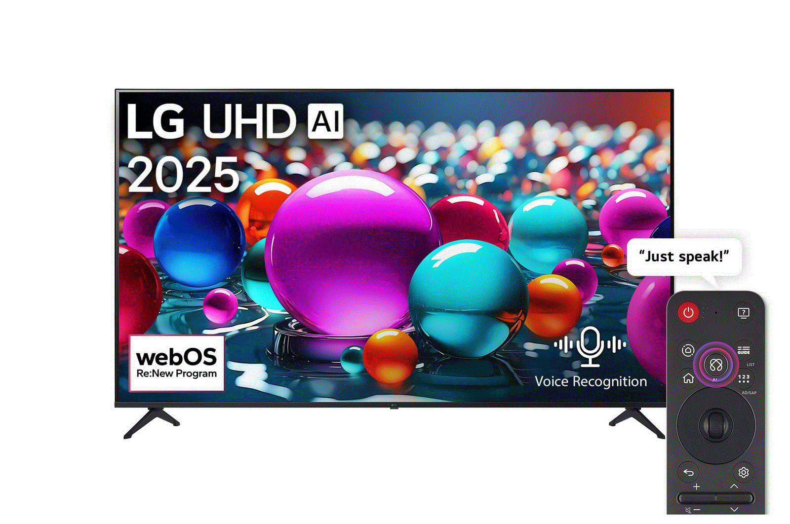 تلفزيون LG الذكي 65 بوصة UHD AI UA85 4K – جهاز تحكم عن بعد سحري بتقنية الذكاء الاصطناعي، HDR10، webOS25 (2025)