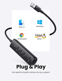 UGREEN USB 3.0 Hub 4 Ports 1M Cable – Black CM416 80657