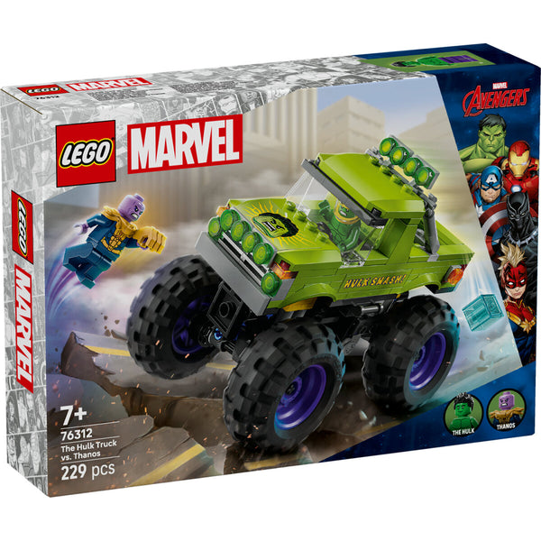 LEGO Marvel 76312 Hulk-Truck vs. Thanos – Super Heroes Battle Set for Kids 7+
