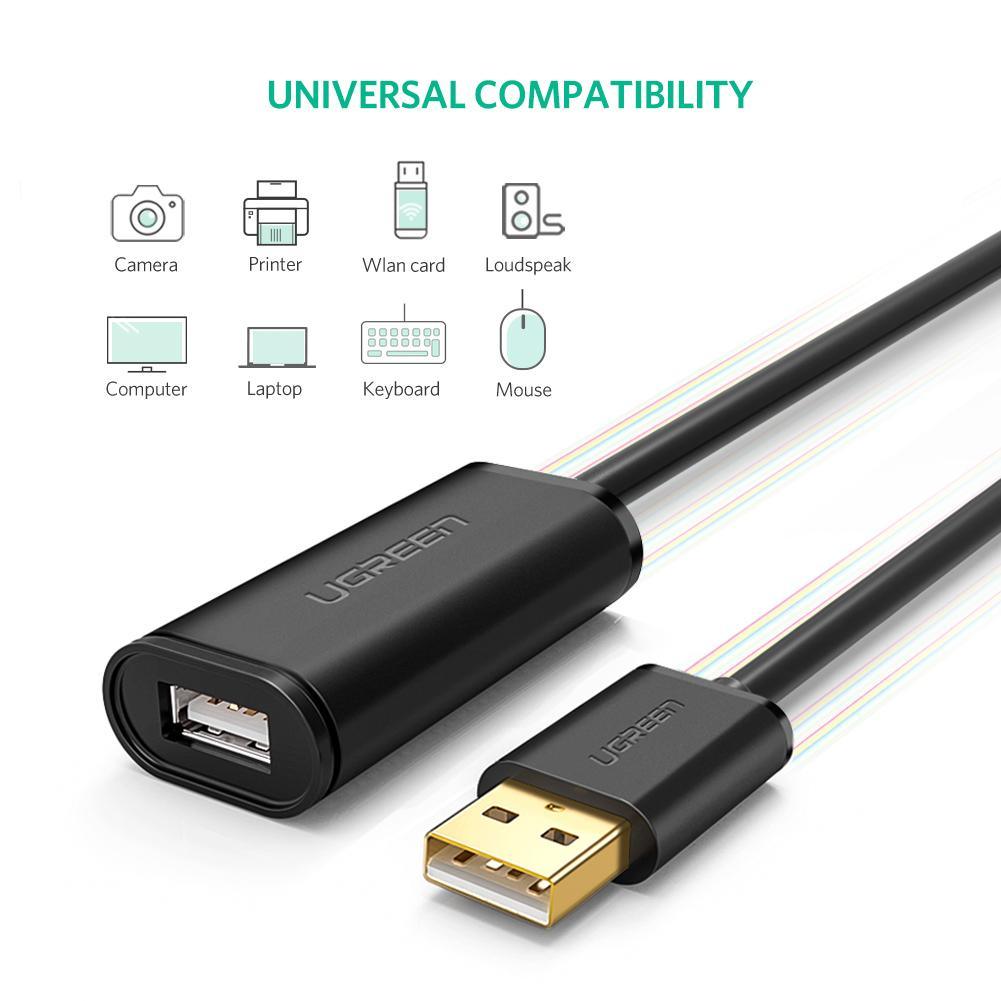 UGREEN USB 2.0 Active Extension Cable with Chipset 5m (Black)