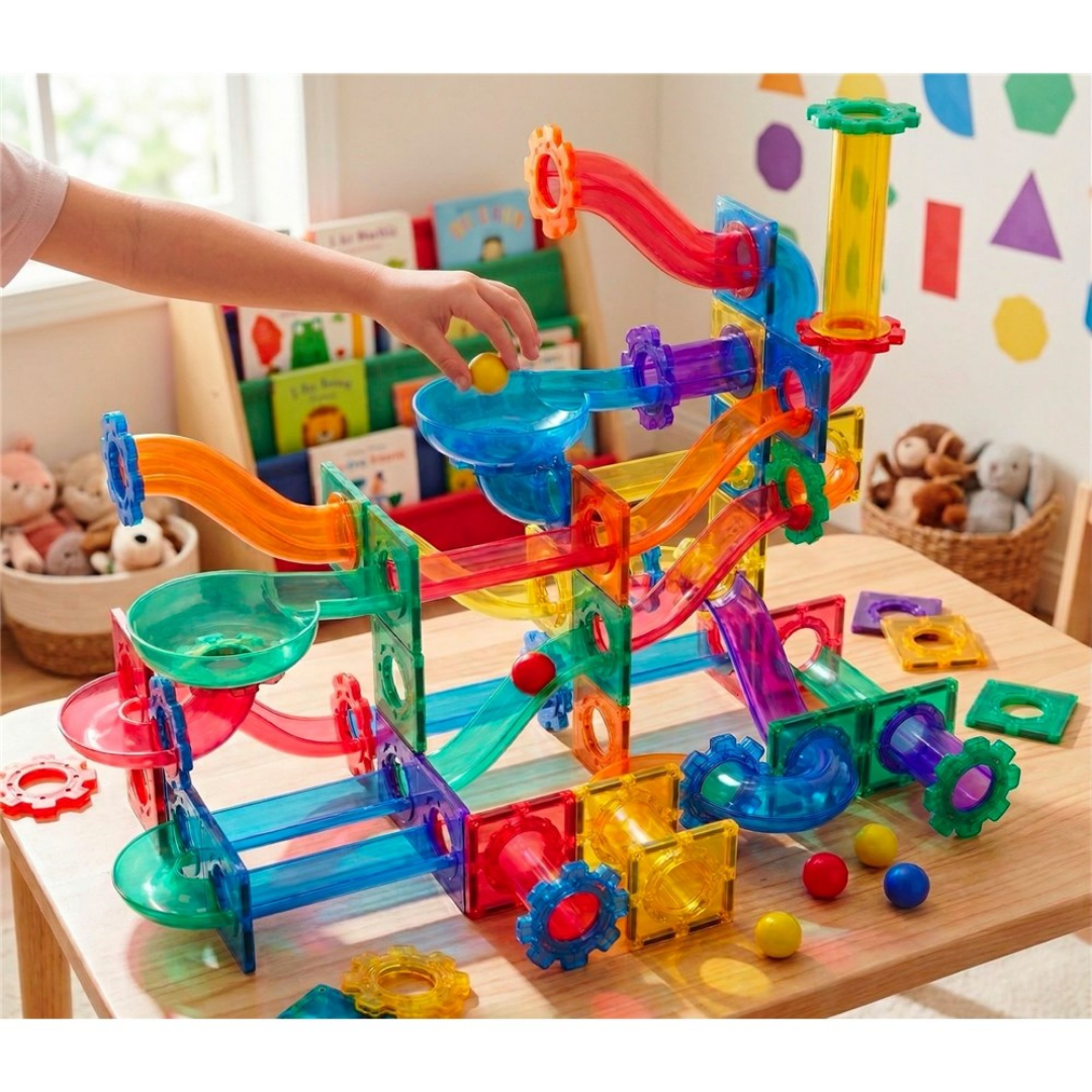 TileTek Magnetic Tile Ball Run Set, 95 Pieces, Ages 3+