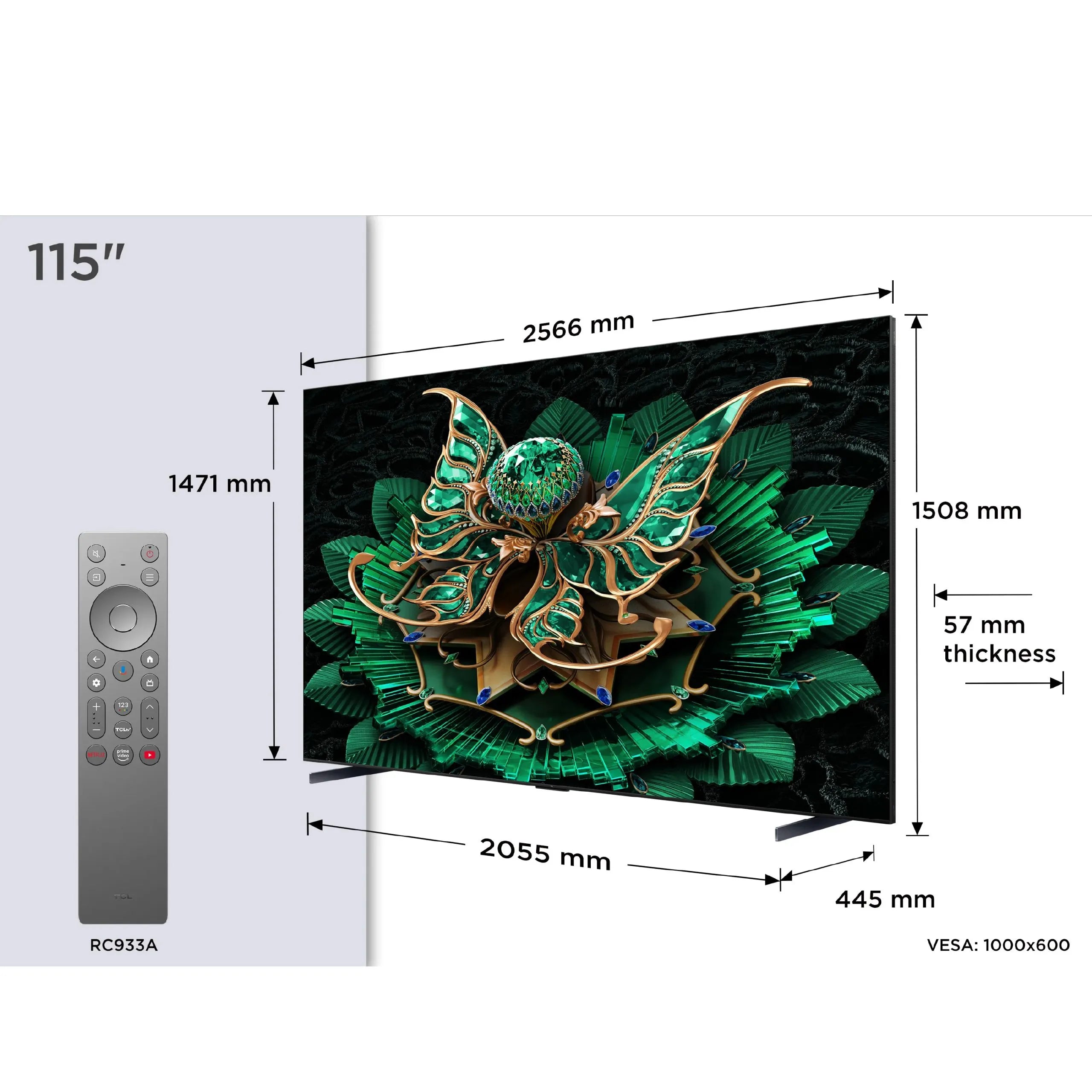 تلفزيون TCL 115C7K 115 بوصة Mini LED 4K Google TV 144Hz