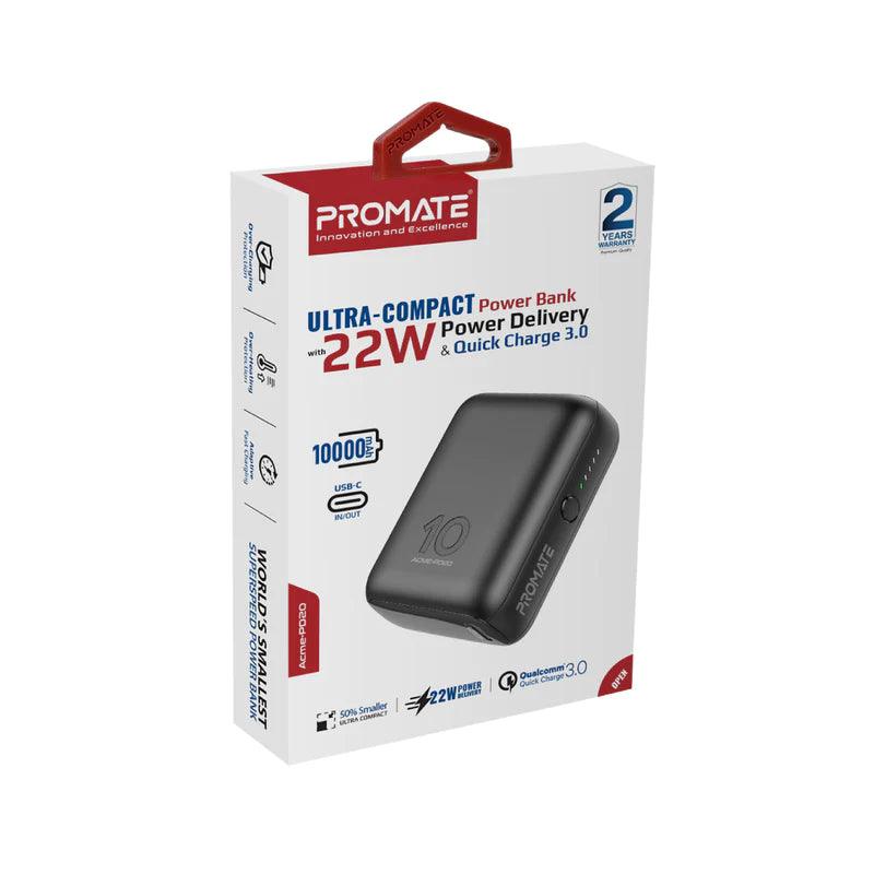 PROMATE Acme PD20 Power Bank 20W Power - Black & Blue