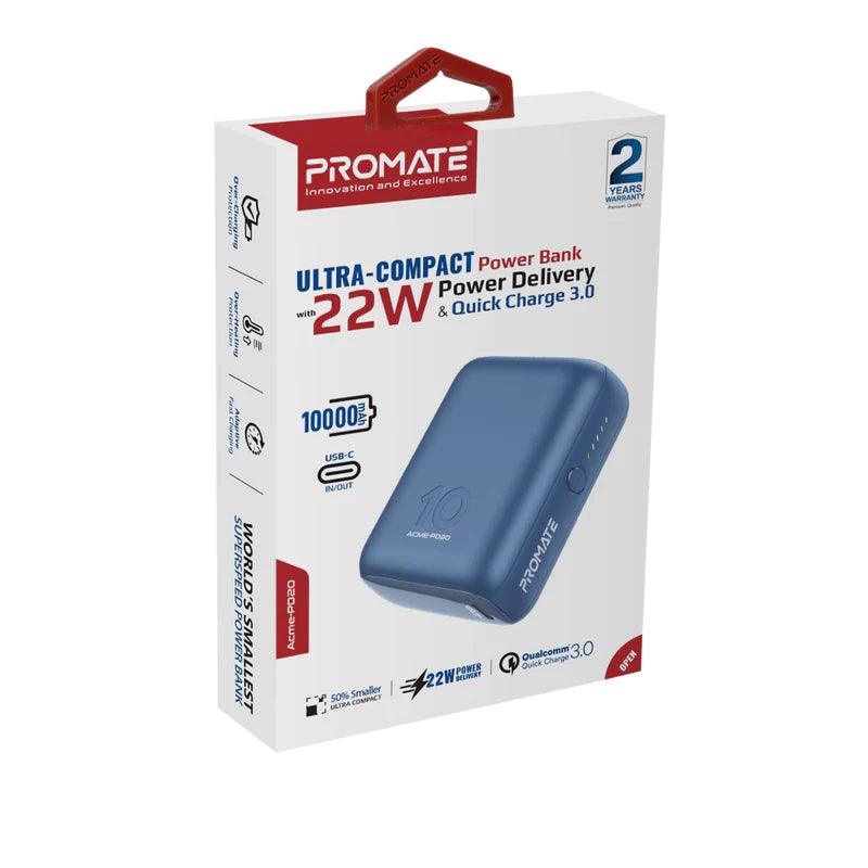 PROMATE Acme PD20 Power Bank 20W Power - Black & Blue