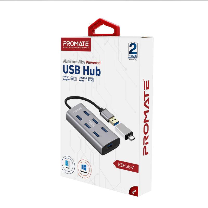 PROMATE EzHub 7 USB Hub 7 Ports Aluminium Powered - Grey