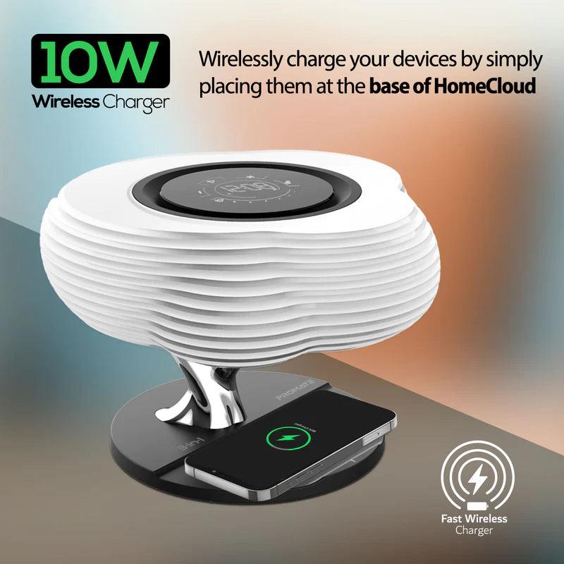 PROMATE HomeCloud 3 in 1 Wireless Speaker LED & Charger - White