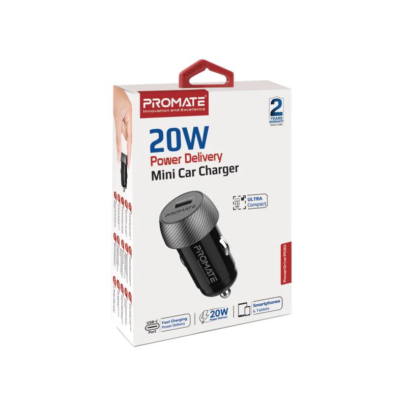 PROMATE PowerDrive PD20 20W Fast Car Charger - Black