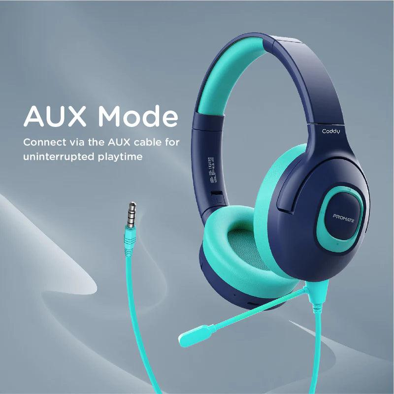 Promate Coddy SafeAudio Wireless Headphones for Kids - Blue