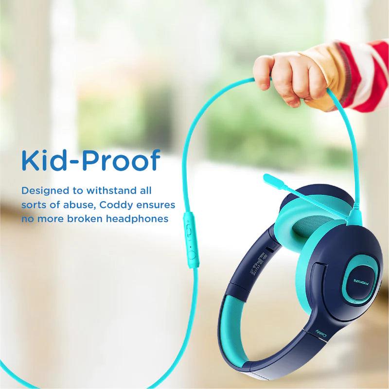 Promate Coddy SafeAudio Wireless Headphones for Kids - Blue