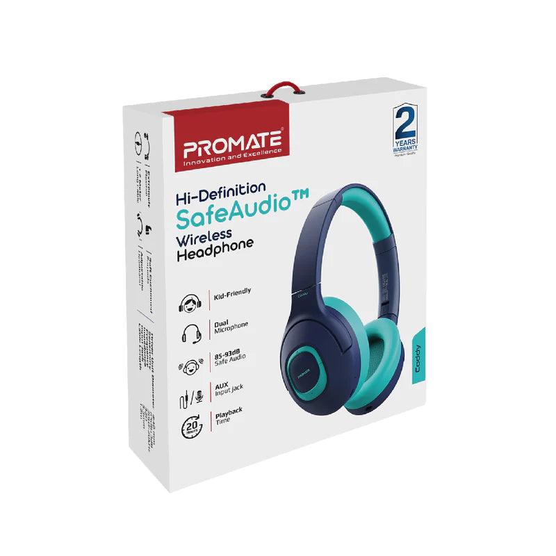 Promate Coddy SafeAudio Wireless Headphones for Kids - Blue