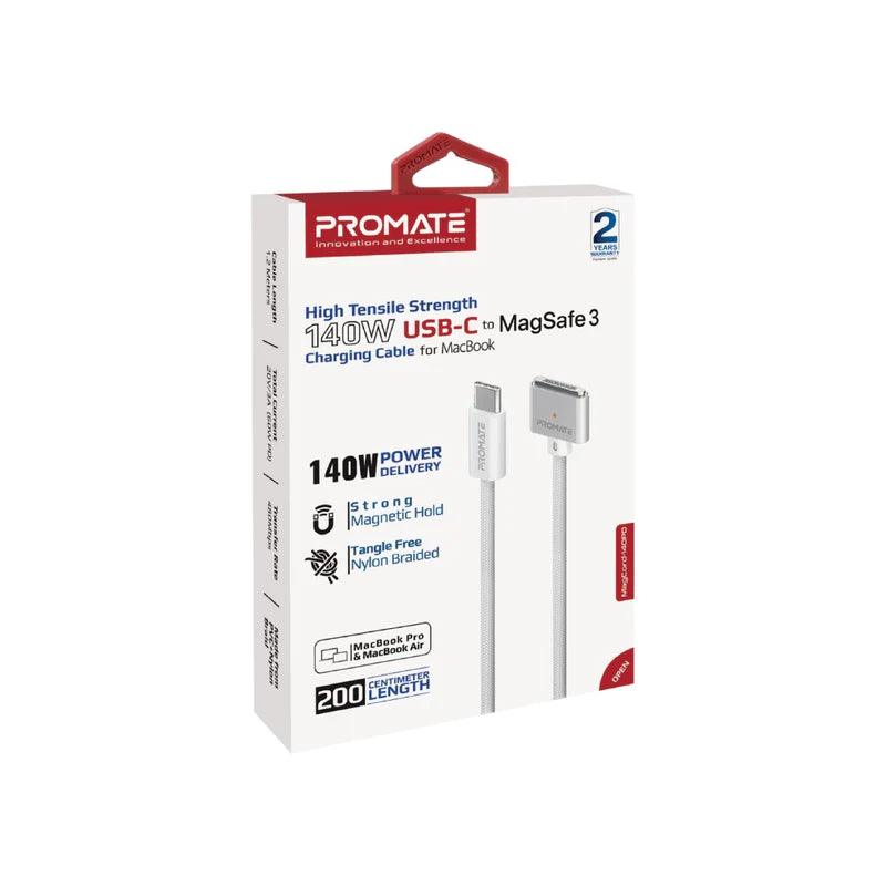 PROMATE MagCord 140PD 140W USB C to MagSafe 3 Charging Cable - White