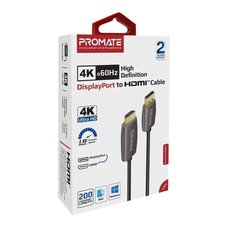 PROMATE DisplayPort to HDMI Cable 4K@60Hz Superior Quality - Grey