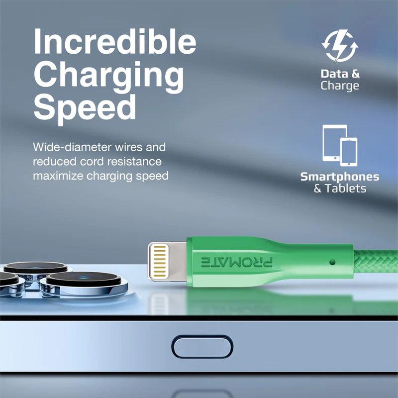 PROMATE XCord Ai Durable Fast Charging Cable for Apple Devices