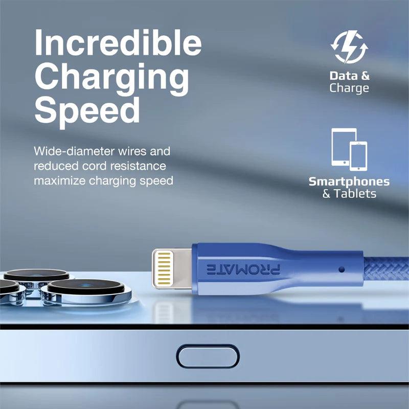 PROMATE XCord Ai Durable Fast Charging Cable for Apple Devices