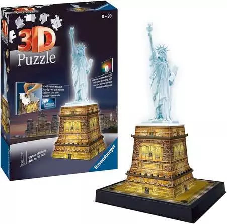 Ravensburger 3D Puzzle Building Statue of Liberty - Night Edition - 108 Pieces